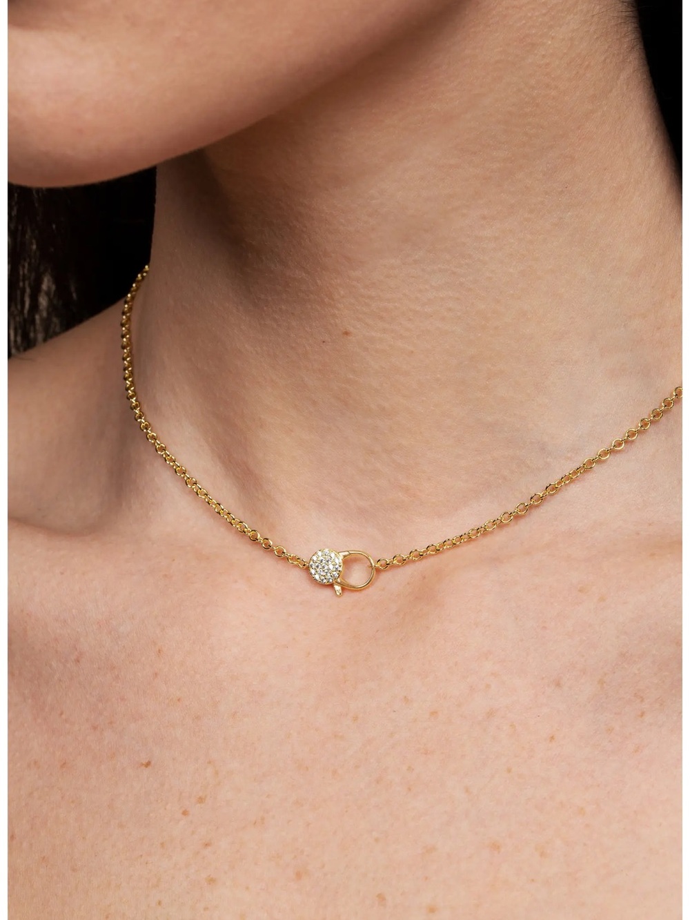 Uncommon James “Tara” Necklace Gold Pave Circle Link Choker NWT